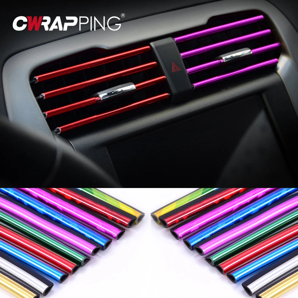 Car Air Conditioner Vent Outlet Trim 10pcs Car Trim Strip Auto Interior DIY U Shape PVC Side Air Vents Strip Car Interior Trim