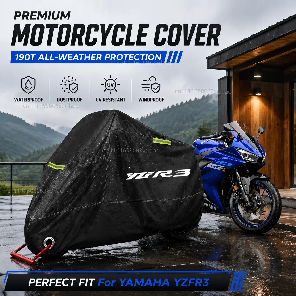 All Season Motorcycle Cover Rainproof Dustproof UV Protection 190T Oxford Cloth For For YAMAHA YZFR3 YZF-R3 YZF R3