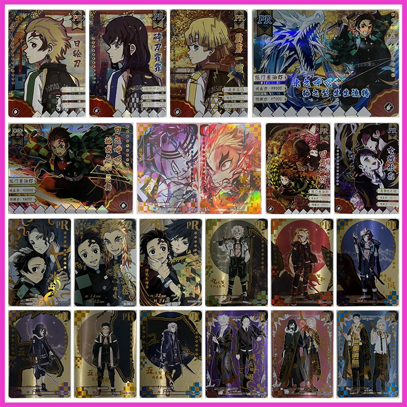 Anime Demon Slayer Rare CPR PR MR Refraction Foil Akaza Rengoku Kyoujurou Makomo Toys for boys Collectible Card Birthday Present