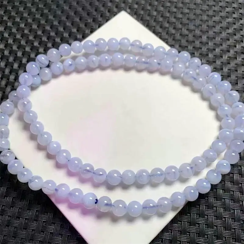 

6.6MM Natural Blue Lace Agate Triple Circle Bracelet Gemstone Reiki Healing Jewelry Energy Crystal Holiday Gift 1PCS