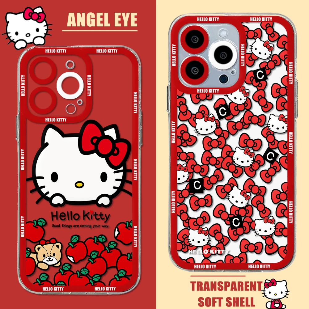 Ins Cartoon Sanrios Hellos Kittys New Phone Case For iPhone 11 12 13 14 15 Mini Pro Max X XR XS MAX 8 7 6 6S Plus SE Clear Cover