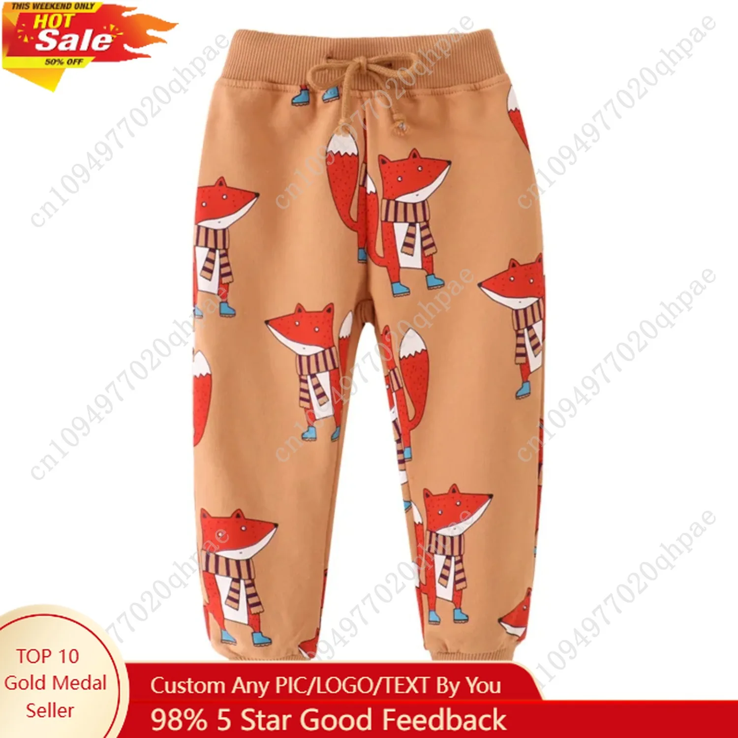 

Jumping Meters Foxes Children's Animals Print Boys Girls Sweatpants Autumn Spring Baby Trousers Pants Sport Harm Kids Lose Pant