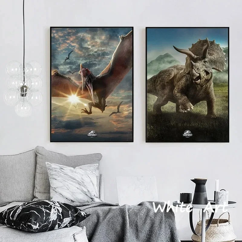 Movie Jurassic World Poster Dinosaur Velociraptor Canvas Painting HD Print Modern Wall Art Picture Living Room Bedroom Decor