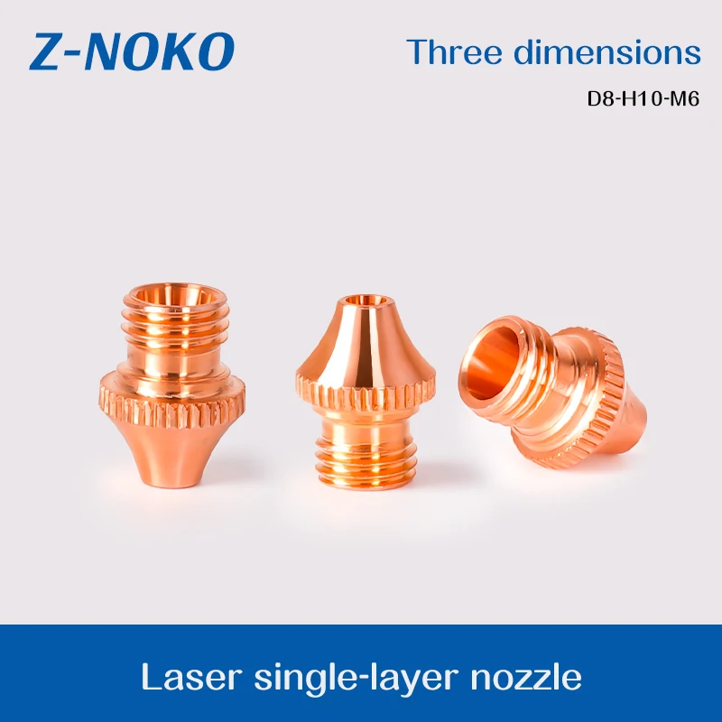 ZNOKO 50Pcs/Lot TRU Fiber 3D Laser Nozzle M6 3D Single Layer Cutting Machine Nozzle Pipe Cutting Machine Copper Cutting Nozzle