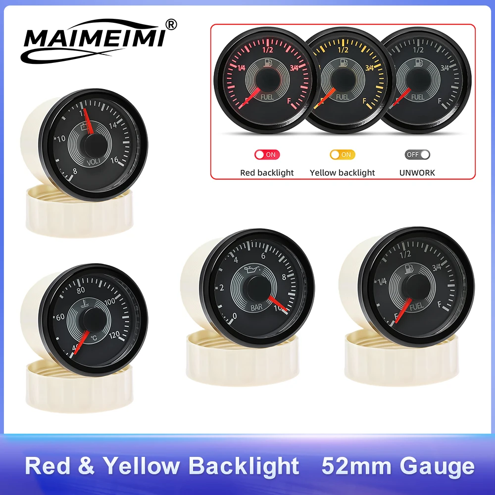 

Retro Classic 2" 52mm Gauge 40-120℃ Water Temp Gauge 8-16V Voltmeter 0-10 Bar Oil Pressure Meter 240-33 ohm Fuel Level Gauges