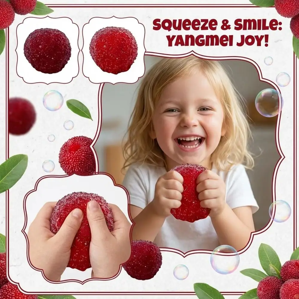 1pcs Colorful Bayberry Shape Squeeze Ball Soft Rubber Stress Relief Sensory Toy Pinch Press Ball Kids Birthday Party