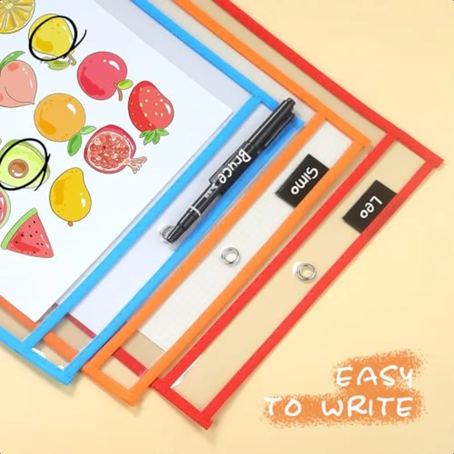 Confezione da 20 tasche cancellabili a secco con anelli Porta biglietti da 10 x 14 pollici Maniche in plastica trasparente Protezioni per fogli per aula insegnante S