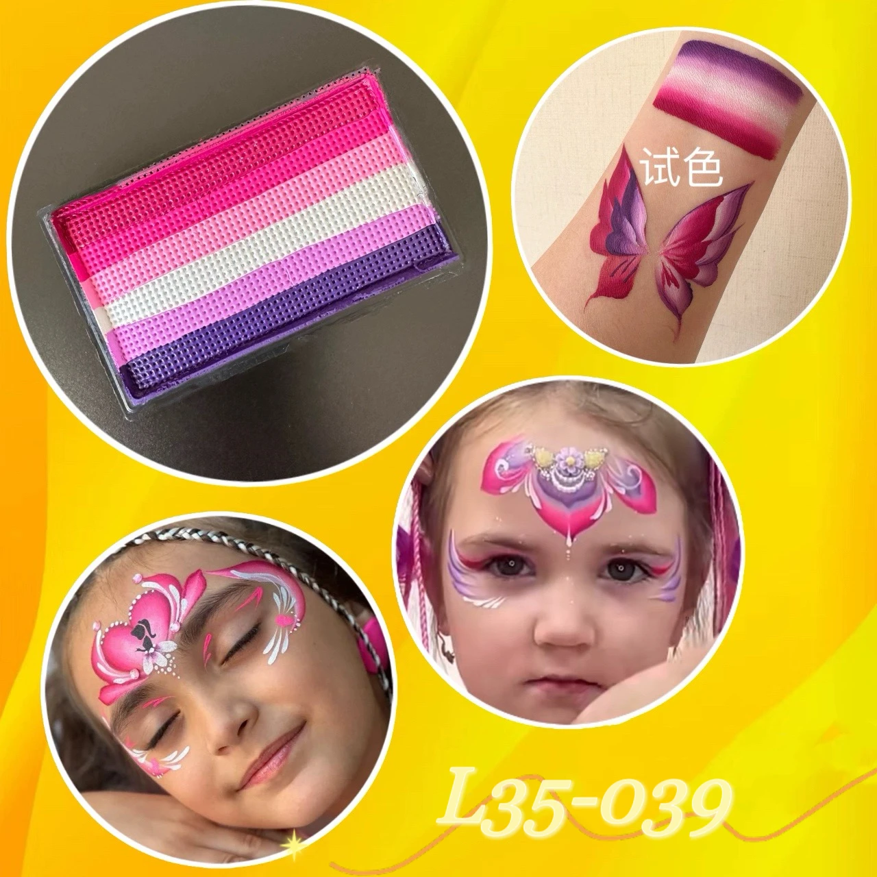 Neue Gesichtsbemalung, 35 g, individueller Regenbogen-Split-Kuchen, fluoreszierender Neon, wasseraktivierter Eyeliner, hohe Pigmentierung, Körperkunst-Malerei