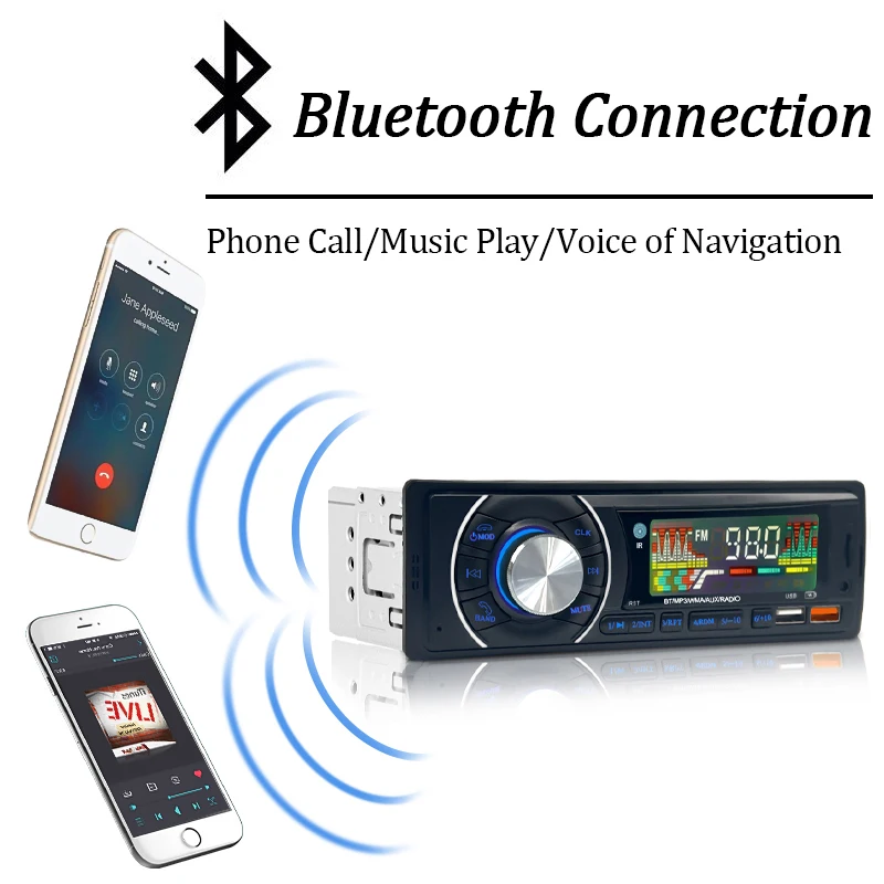 HIPPCRON راديو السيارة 1din بلوتوث الصوت ستيريو FM استقبال مشغل MP3 الرقمي 12 فولت دعم المزدوج USB AUX المدخلات TF بطاقة