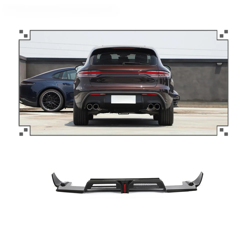 Facelift Upgrade VS Style Carbon Fiber Rear Bumper Diffuser for Porsche Macan 2022