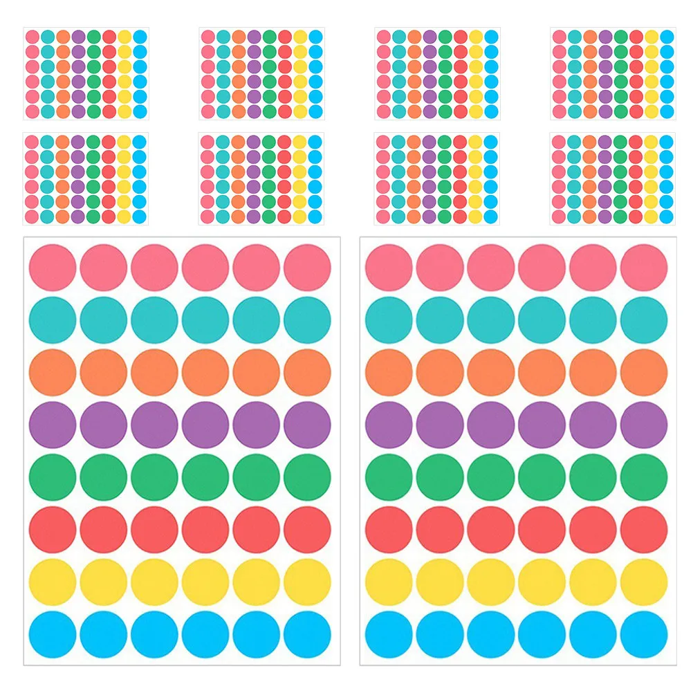 

10 Sheets Round Stickers Printable Adhesive Dot Labels for Classifying Labeling Supply Multi-Use Color Coded Decals