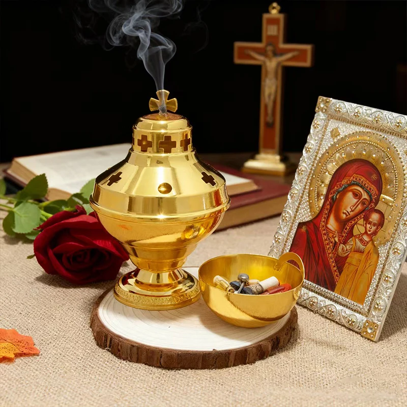 Neu2026 Kirchenzubehör Hochglanzpolierter Vergoldeter Hängender Weihrauchbrenner Orthodoxes Weihrauchfass Kirchen- und Heimdekoration Katholisches Weiherglas – Detail 5