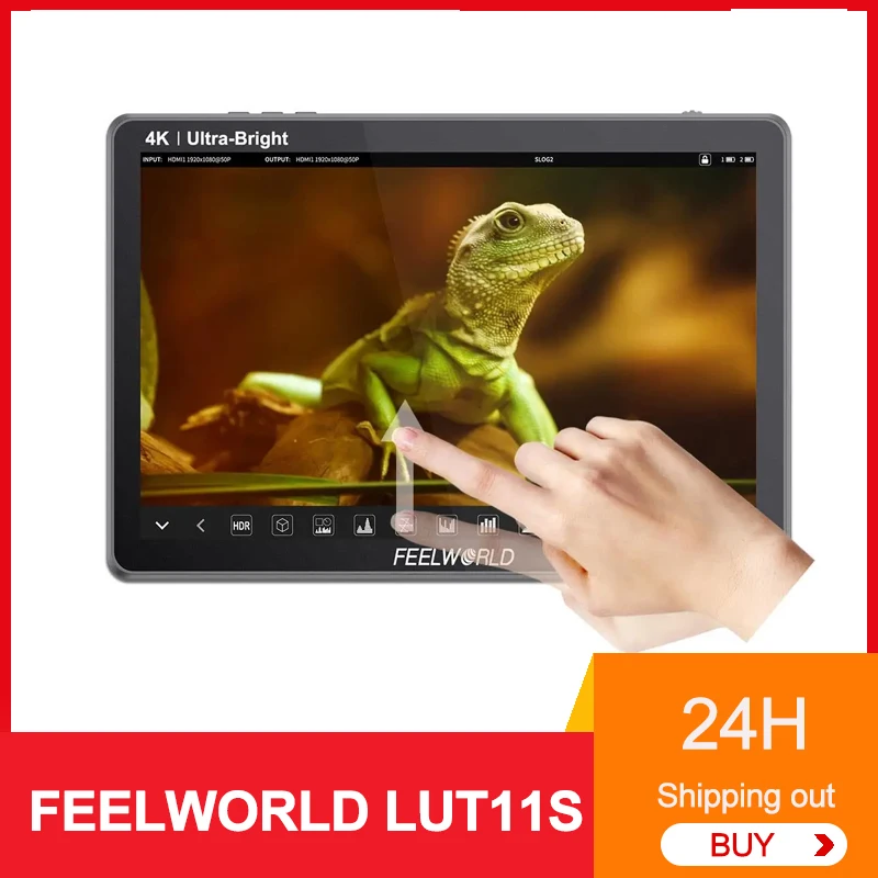 FEELWORLD LUT11S 10.1 Inch 2000nit Touch screen DSLR Camera Field Monitor 3G SDI 4K HDMI-compatible Input Output Monitor Record