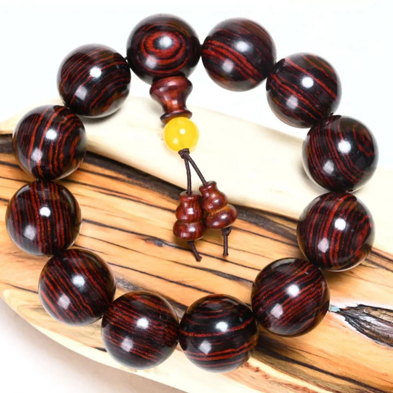 Genuine Goods American Red Rose Wood Dimpled Dalbergia Hupeana Bracelet Rosewood Buddha Beads Rosary 20mm Boutique Crafts