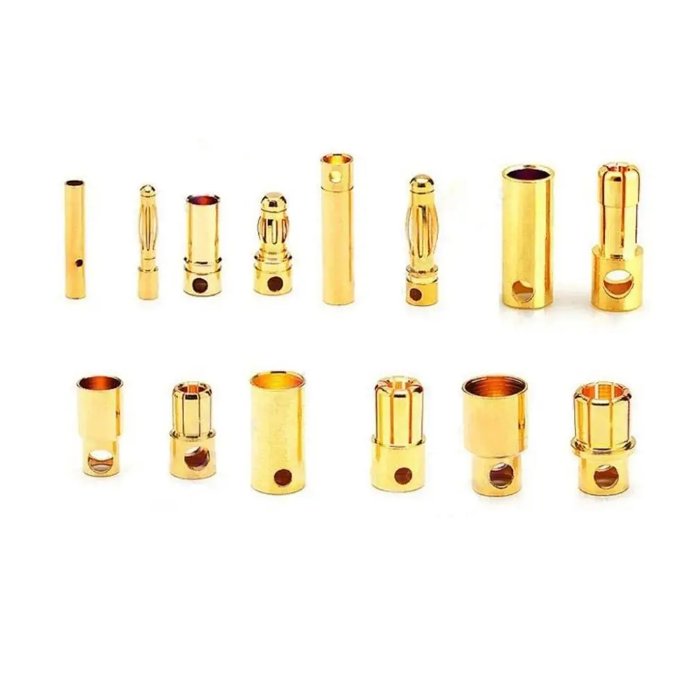 High Quality Battery Gold-plated Bullet Banana Plug 2mm 3mm 3.5mm 4mm RC Battery Parts Bullet Banana Connector Plug DIY