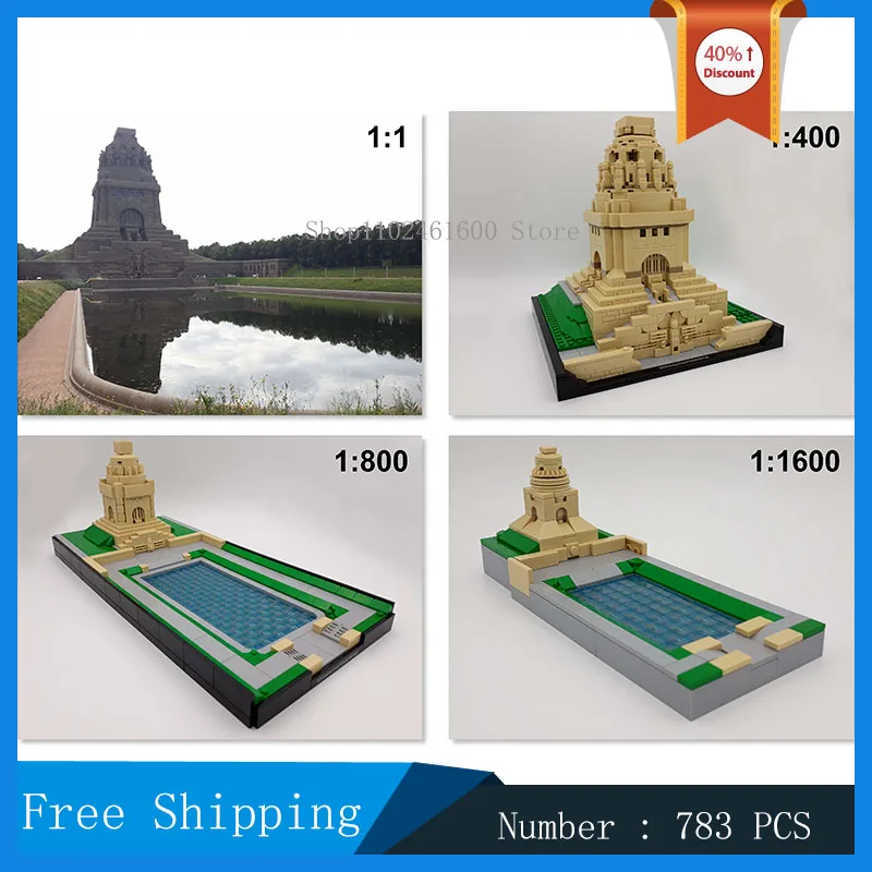 MOC City Monument 1:800 Model Building Block Assembly Statue 1:400 Church Architectural Street Scenery Collection Toy Gifts