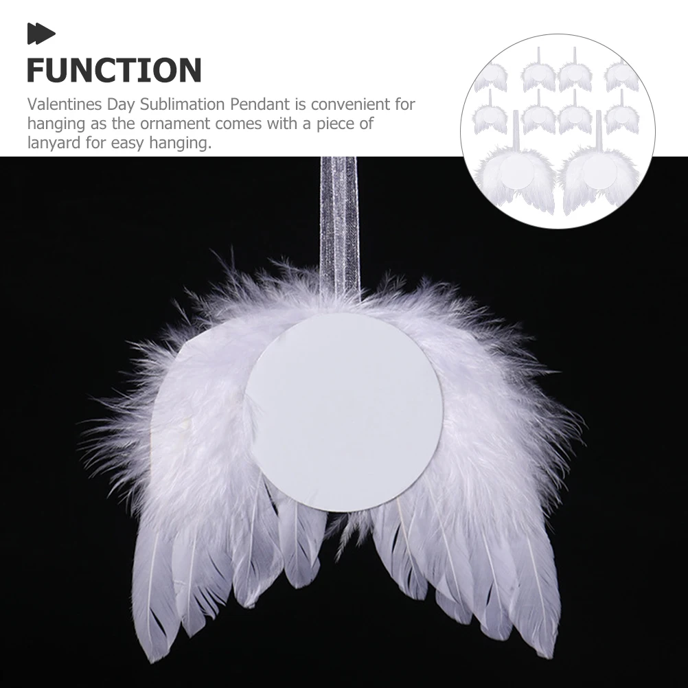 

1 set Angel Wings Decorations Christmas Trees White Plume Ornaments DIY Sublimation Pendant Valentines Day Home Hanging