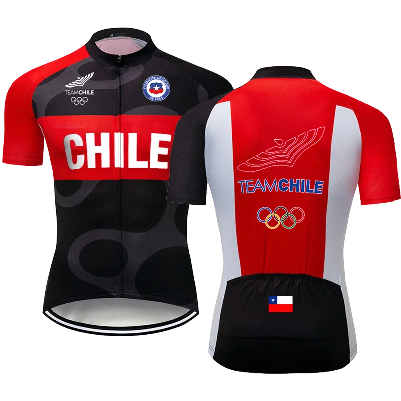 Fashion Chile Man Cycling Clothes Short Sleeve Black Red Shirt MTB Top Road Jacket Bike Jersey Downhill Wear Fast Comfortable