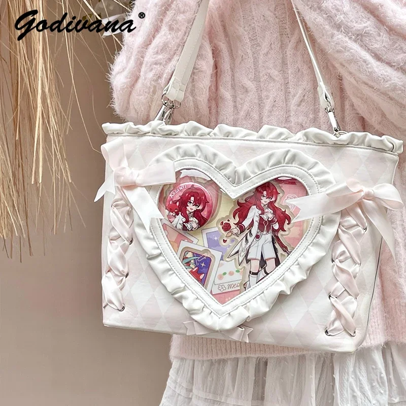 Itabag-Sac à main avec ruban losange pour femme, original, romantique, grande capacité, étudiant initié, élégant, fourre-tout