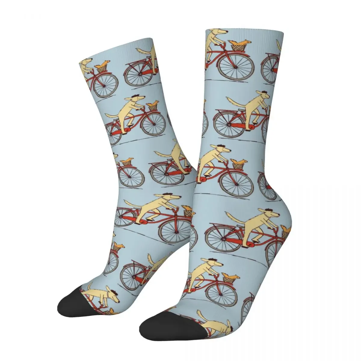 

Dog And Squirrel Are Friends Whimsical Animal Art Dog Riding A Bicycle Socks Harajuku Super Soft Stockings All Season Long Socks