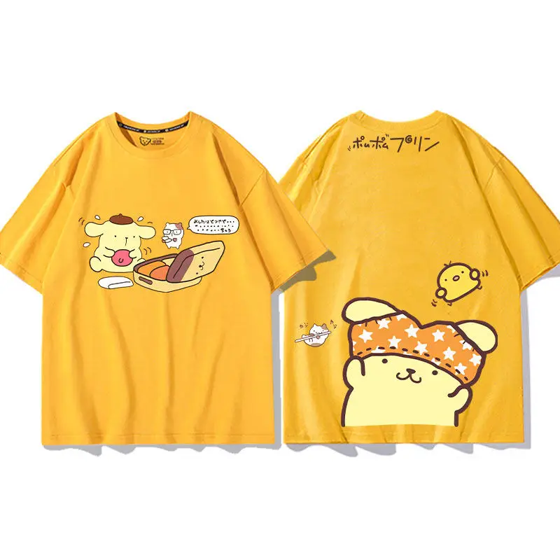 

Детская футболка Pudding Dog из 100% чистого хлопка с двусторонним мультяшным принтом, комплект для родителей и детей, модная футболка с круглым вырезом