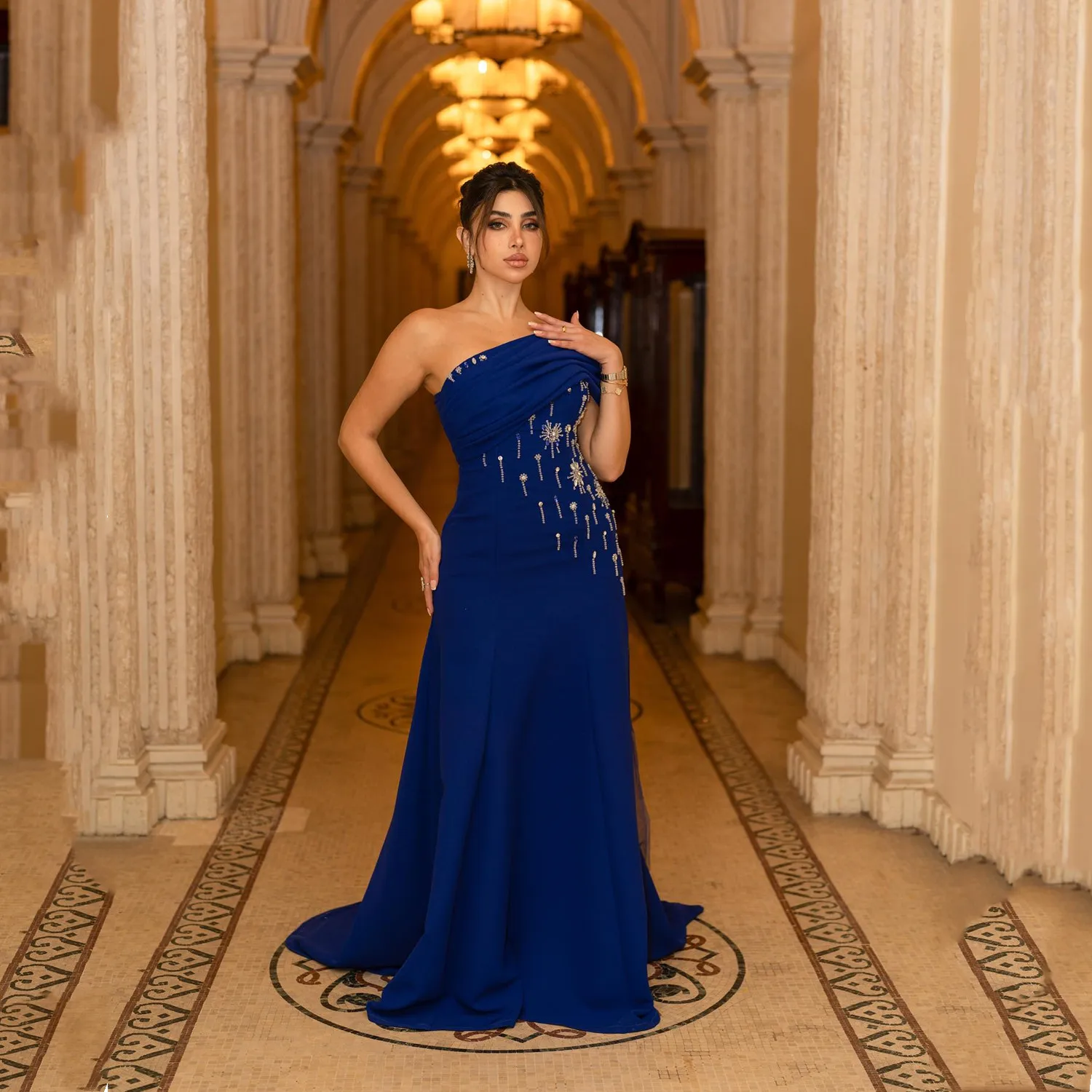 

Lorrtta فساتين سهرة Women's Evening Dress Mermaid Elegant Party Dresses 2025 Customized Платье Вечернее Blue One Shoulder Prom