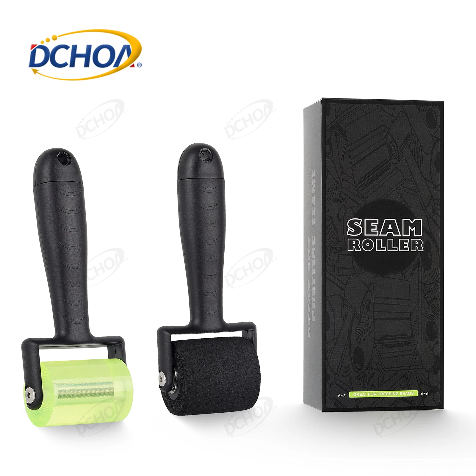 DCHOA Car Vinyl Wrap Tool Soft Rubber/Sponge Wheel Pressing Roller Handle for Carbon Paint Films Stickers Wallpaper Crafts