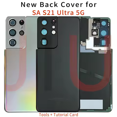 For Samsung Galaxy S21 Ultra 5G SM-G998B SM-G9980 Back Cover Rear Door Case Replacement Part for s21ultra With Camera Glass
