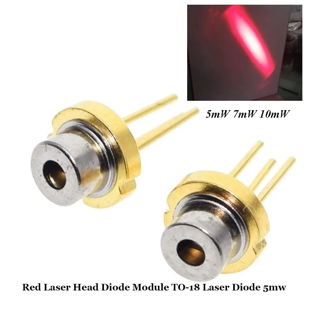 New Lab 650nm DIY High Power Burning Infrared 5mW 7mW 10mW 3V 5V Red Laser Head Diode Module Tripod Metal TO-18 Laser Diode 5mw