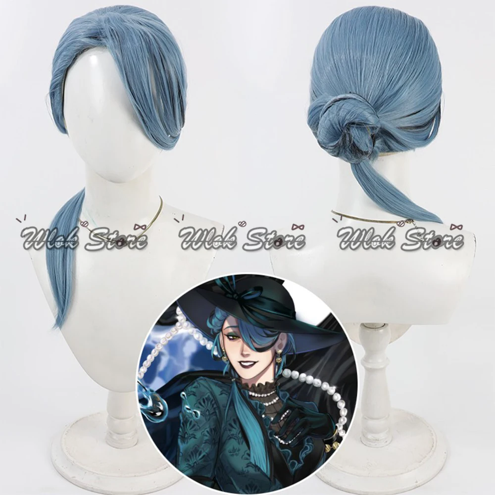 Peruka do cosplayu Georginy Leech z anime Twisted-Wonderland, szaro-niebieskie włosy, peruka Jade Floyd Mother na Halloween, do odgrywania ról