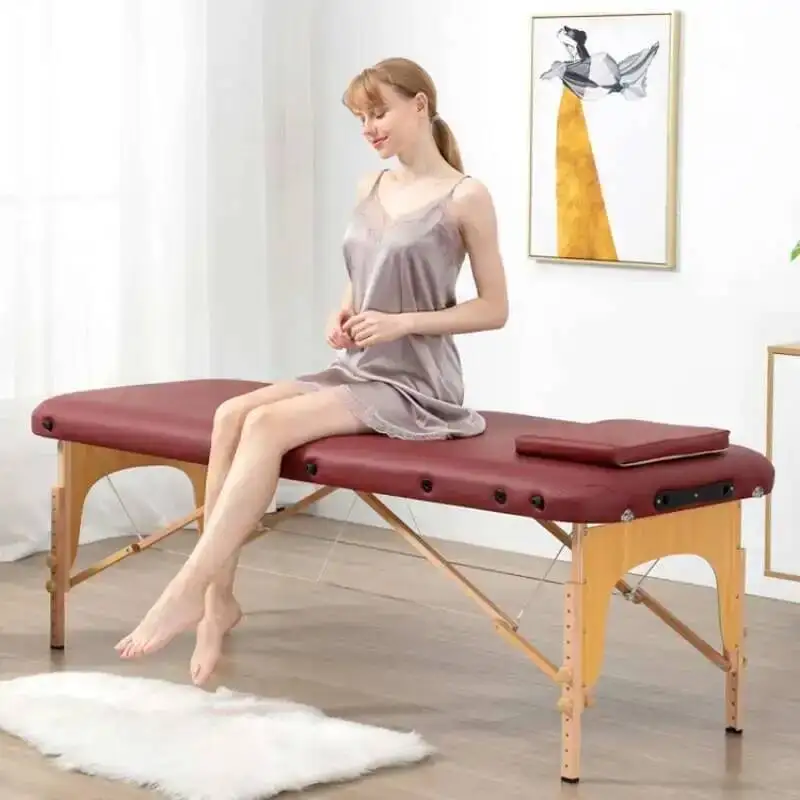 Bed Physiotherapy Massage Household Speciality Portable Comfort Tattoo Massage Bed Spa Wooden Lit Pliant Beauty Furniture WZ50MB