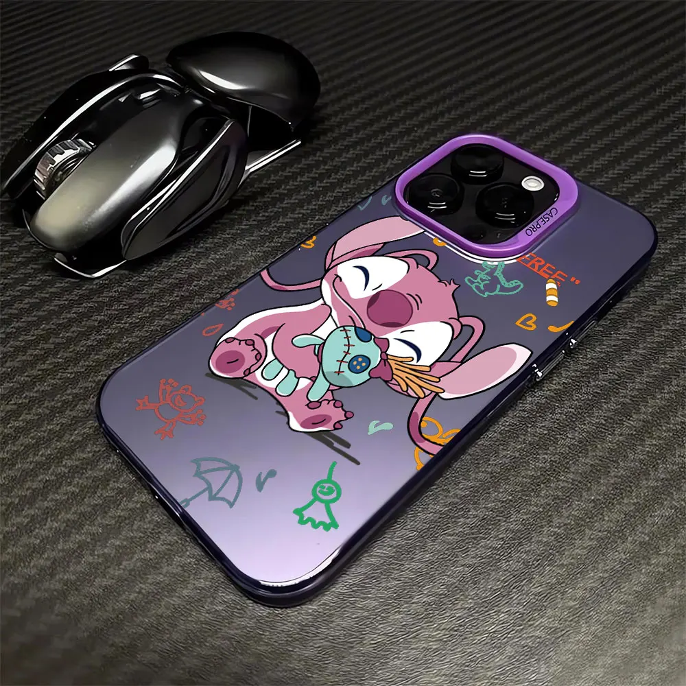 Casing ponsel sudut Disney Stitch, pelindung tahan guncangan untuk iPhone XR XS Max 15 Plus 11 Pro Max 14 Pro X 13 12 Pro