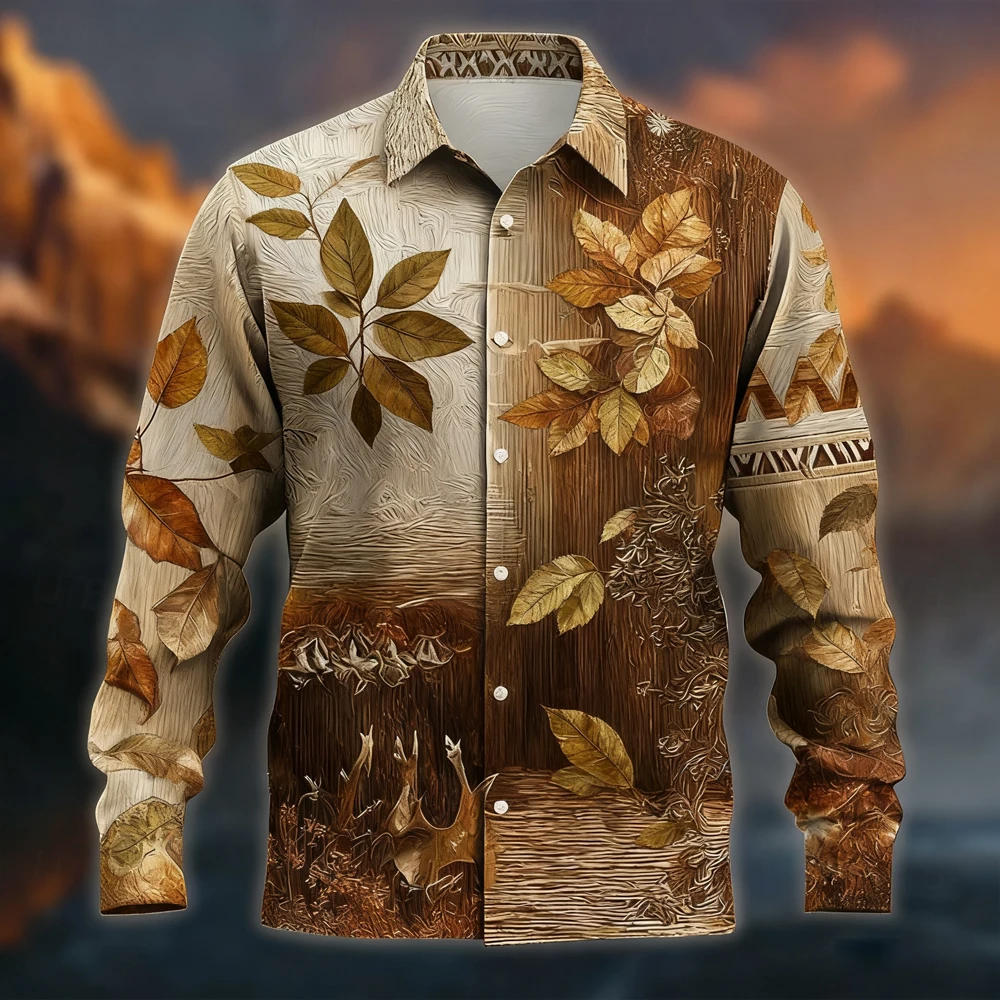 الرجال خمر الرنة ازتيك الثقافة الهندية قميص طويل الأكمام قميص الرجال عادية بلايز العرقية ثلاثية الأبعاد قميص مطبوع التلبيب #4