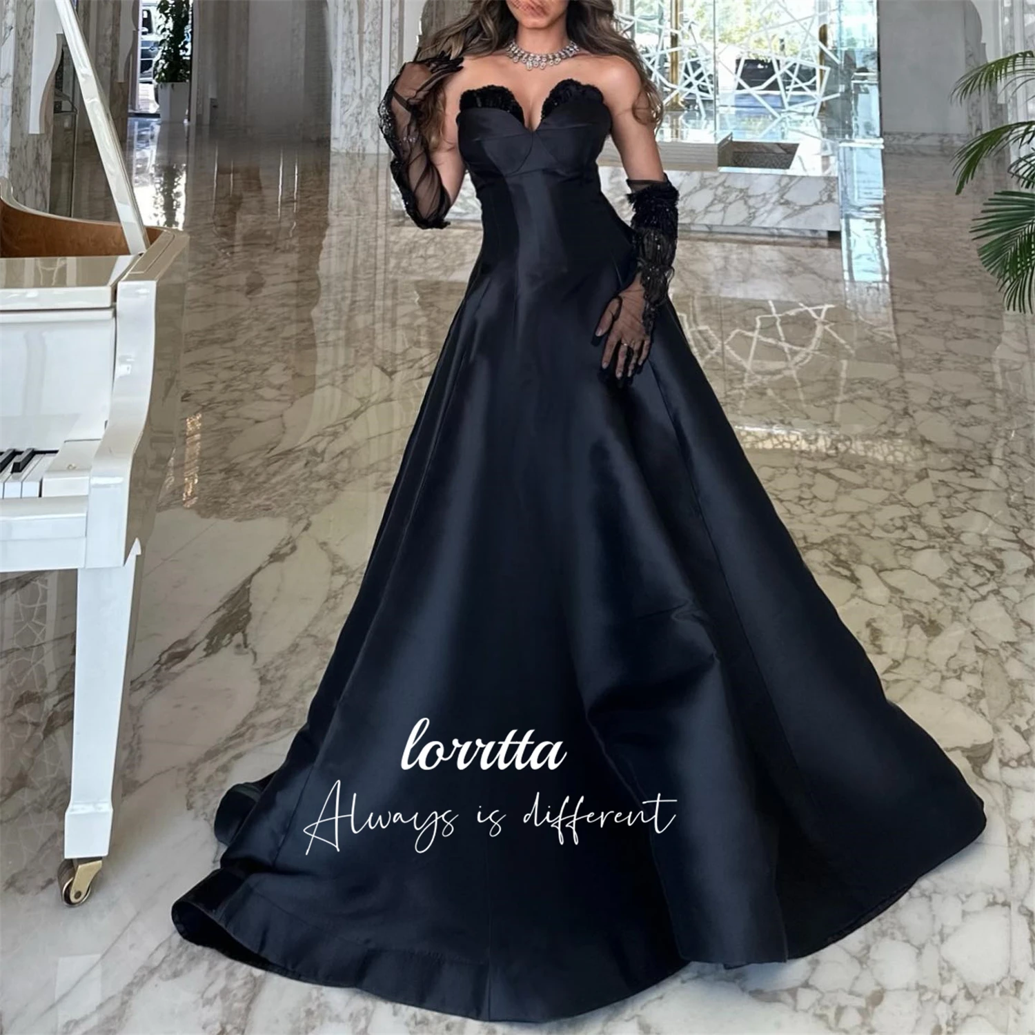 Lorrtta-vestido de noche de satén con purpurina para mujer, elegante vestido de ceremonia, decoración de lujo, 2024