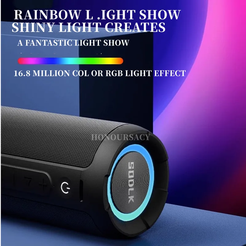 Caixa De Som 60W Big Power Portable Waterproof Bluetooth Speaker Colorful RGB Camping Party Home Theater TWS Wireless Subwoofer