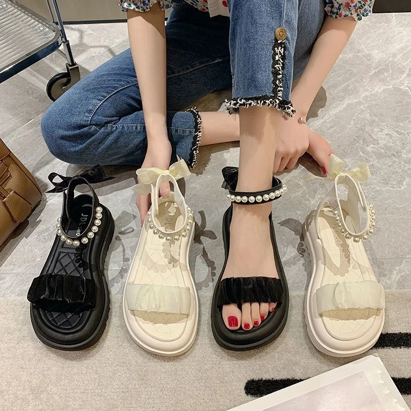 2024 Summer Fashionable Casual and Comfortable Girls Open-Toe Thick-soled Soft-soled Heightened Thick-soled Anti-Slip Sandals