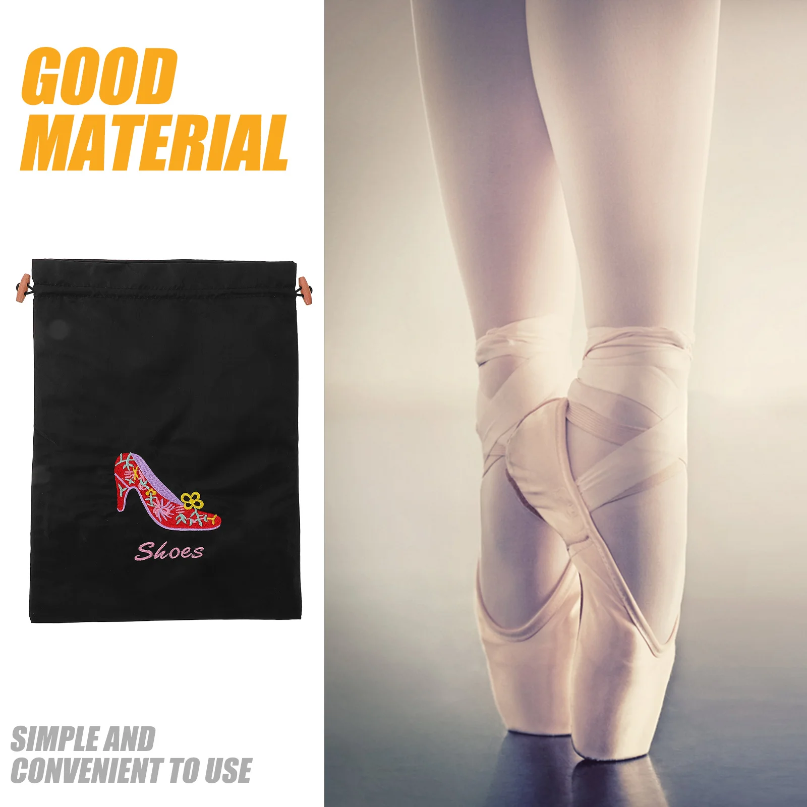 Drawstring Ballet Bag Spacious Compartment for Shoe Storage Lightweight Wear-Resistant Dance Shoe Carrying Solution