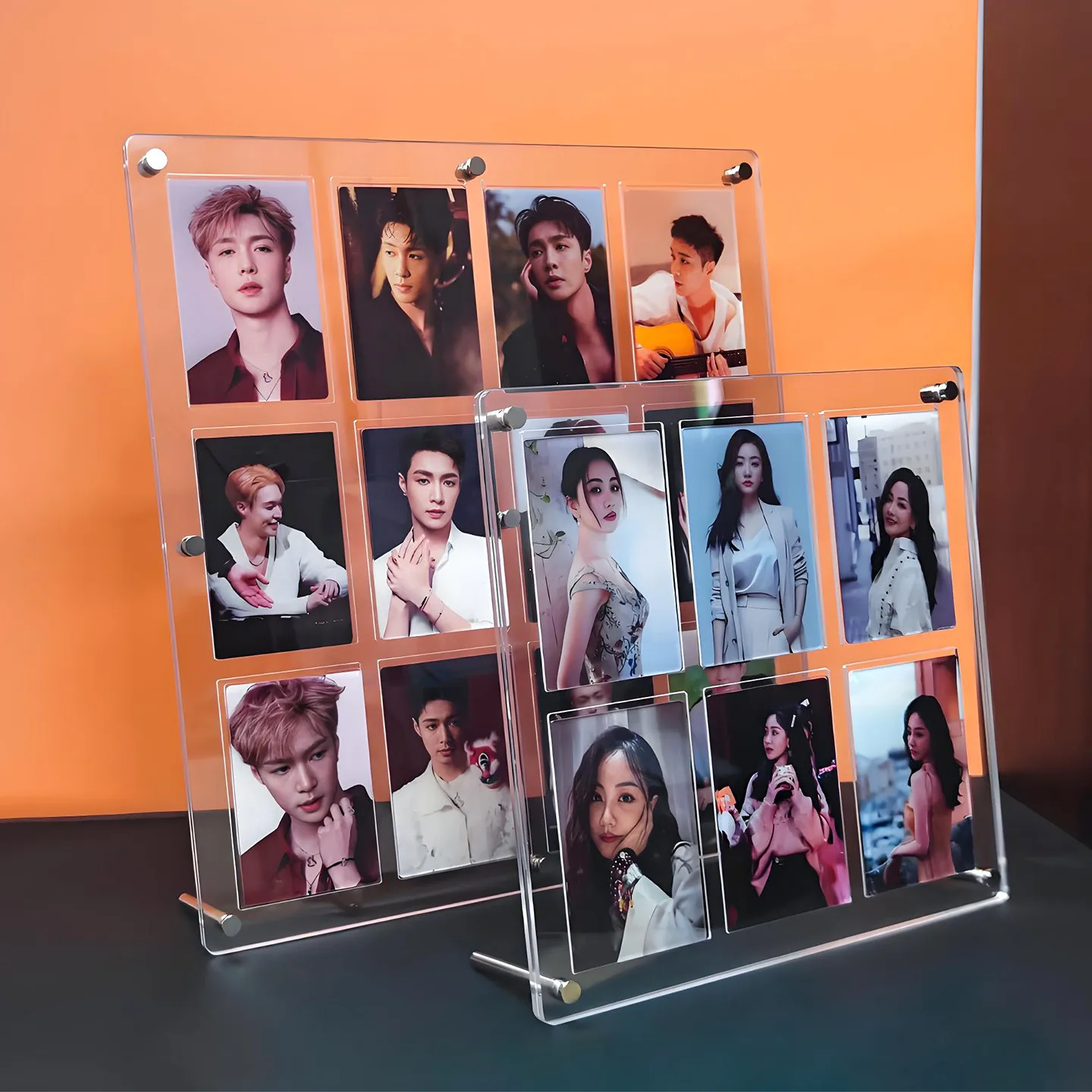 Acrylic Grid Transparent Desktop Photo Frame – 3-Inch Display Stand for Instax/Trading Cards & Celebrity Photocards (DIY)