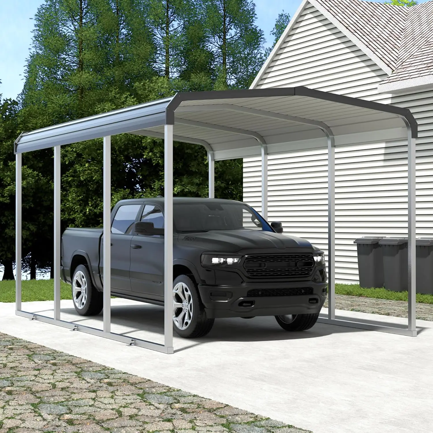 Xilingol 10X15 Ft Metal Carport, Heavy Duty Carport Canopy With Galvanized Steel Frame And Roof, Outdoor Storage Shed, Car Tent