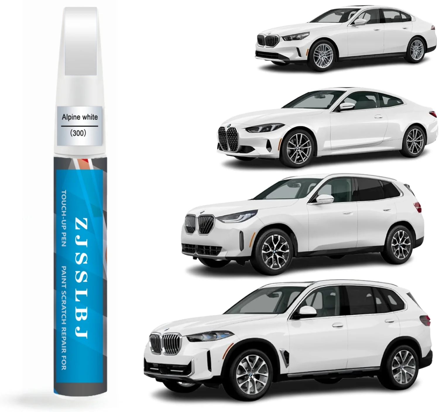 Car Touch Up Paint(Alpine White(300)) for BMW, Car Paint Scratch Repair Kit, Quick & Easy Solution to Repair, 2 in 1 Scratch Rem