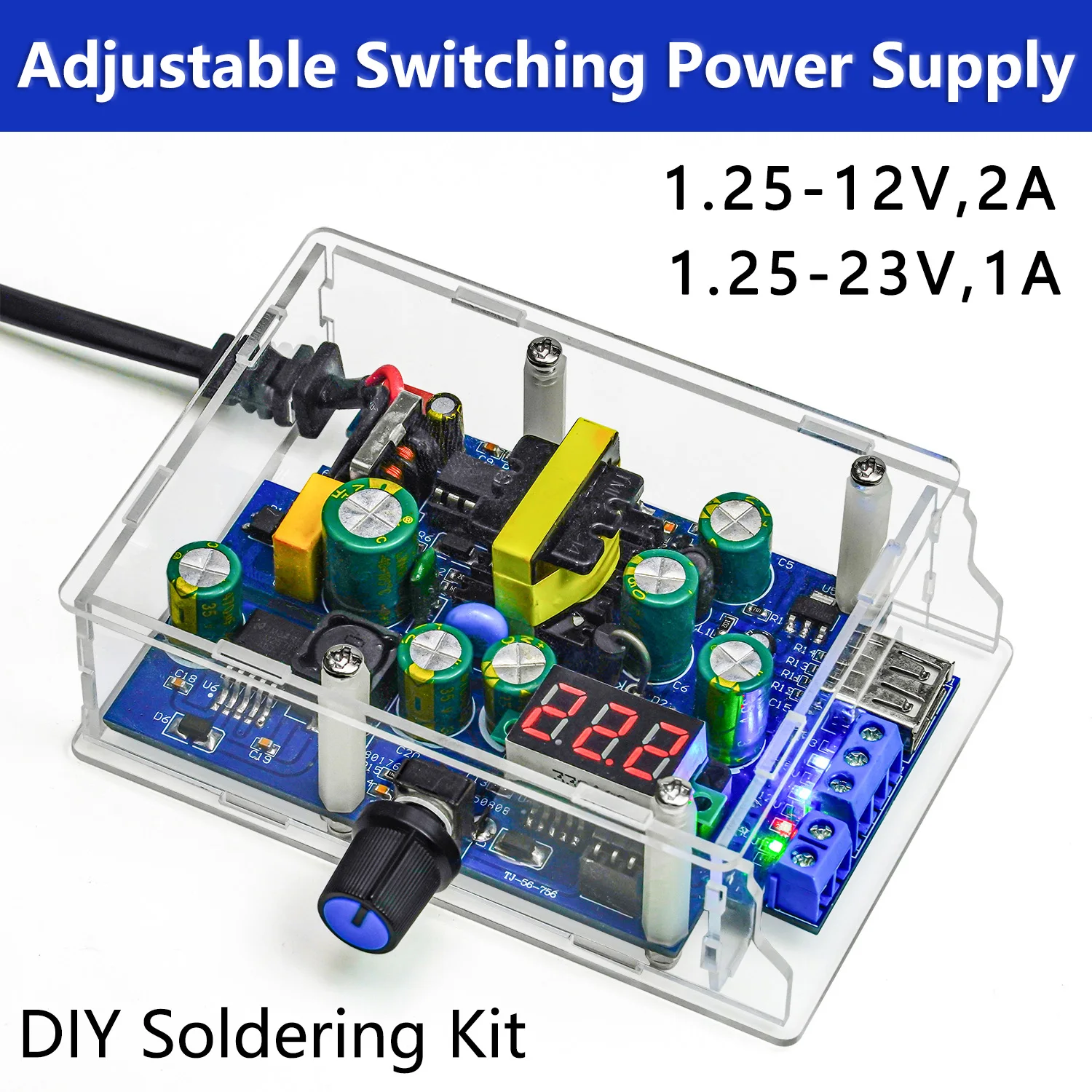 Adjustable Switching Power Supply Circuit Kit Electronic DIY Soldering Teaching Practical Training Circuit Board Loose Parts