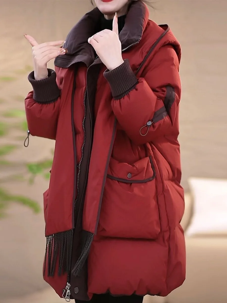

Detachable Hat Cotton Jaet Loose plus Size Warmth Covering Winter New Arrival Women's Premium Sle Commute Coat