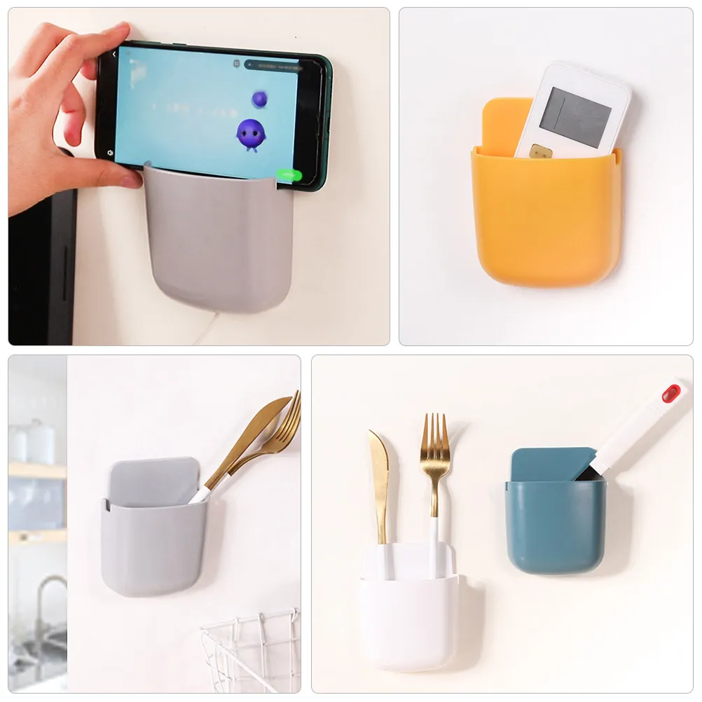 10Pcs Wall Mounted Remote Control Storage Box Punch Free No Hole Adhesive Holder Organizer for Bedroom Living Room