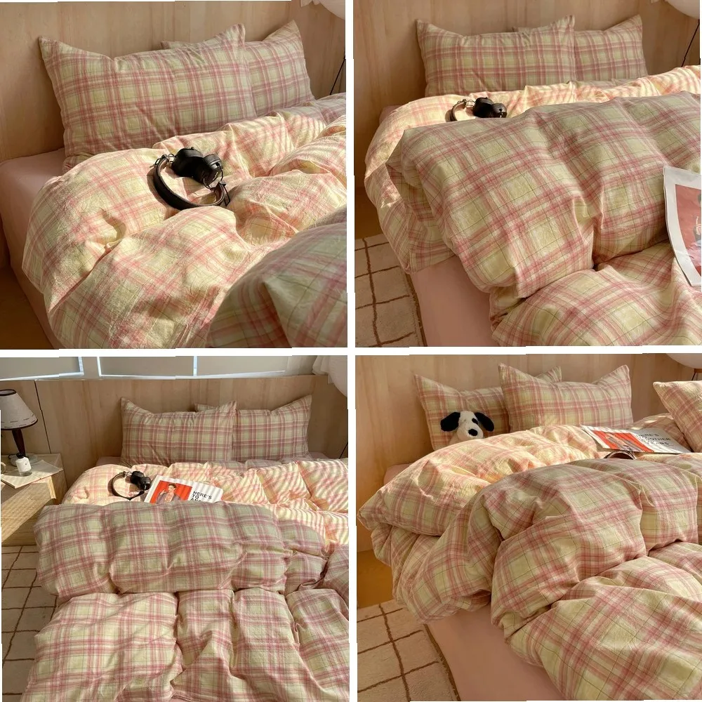 Nordic Sling Cotton Pink Stripes Duvet Cover 150x200 Size Girl's Room Housse De Couette Skin Friendly Breathable Comforter Sets