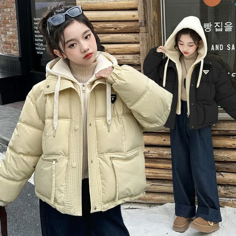【2025 New】Girl's Thickened Winter Coat Two-in-One Stylish Insulated Jacket for Children Trendy Layered Design for Outdoor