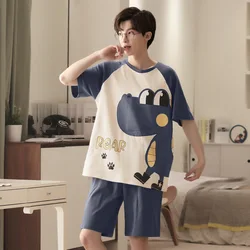 Summer Pajamas Loungewear Set Men's Youth Sports Short Sleeve Loose Casual Loungewear Plus Size Suit Can Be Worn Outside by Men