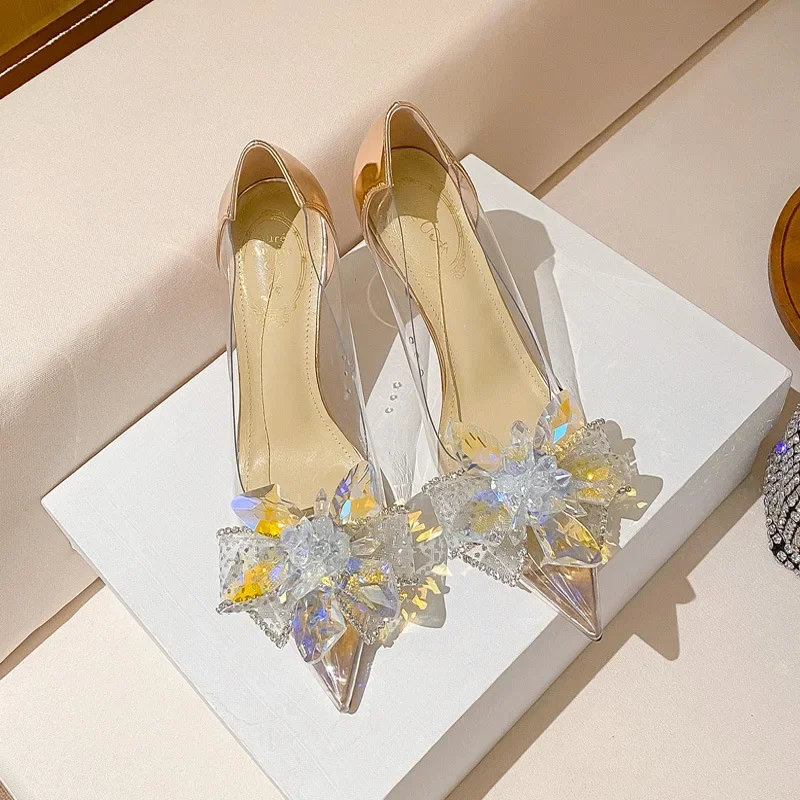 Gold Heels Women Shoes Spring Pumps Slip On Sandals Ladies Pointed Wedge Latest Transparent Stiletto Basketball Platform L