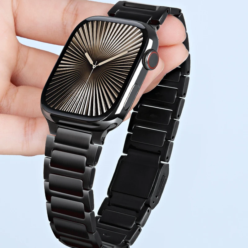 Luxury Business Titanium Strap For Apple Watch Band Series 10 46mm Magnetic Link Bracelet For iWatch Ultra 2 49mm 45mm 44mm 42mm