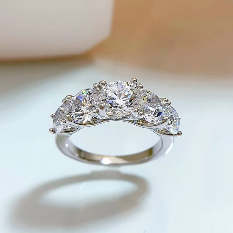 S925 Sterling Silver 3.6CT Round Cut Moissanite Full Eternity Band Ring D VVS1 Paved Stackable Wedding Fine Jewelry For Women