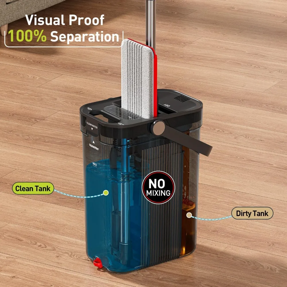 3-Tank Transparent Mop Set with Dirty & Clean Water, 65